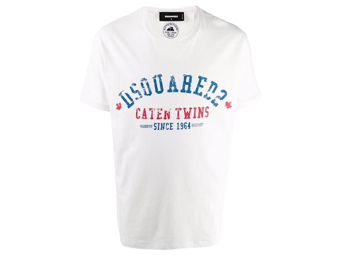 Dsquared2 T-Shirt mit Logo-Print Weiß Baumwolle  ref.606555