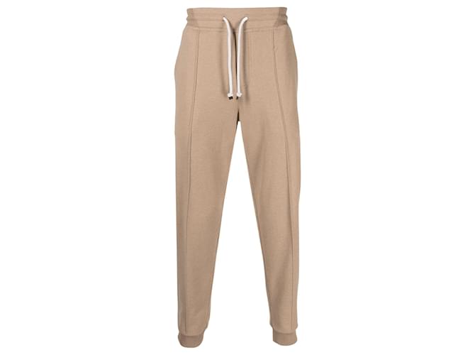 BRUNELLO CUCINELLI - Jogging pants with drawstring Beige Cotton  ref.606587