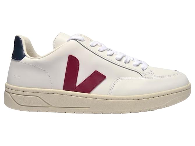 Veja V-12 Sneakers in White and Blue Leather Multiple colors  ref.606596