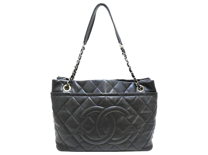 Chanel Black Caviar Grand Shopping Tote Bag Leather ref.606704