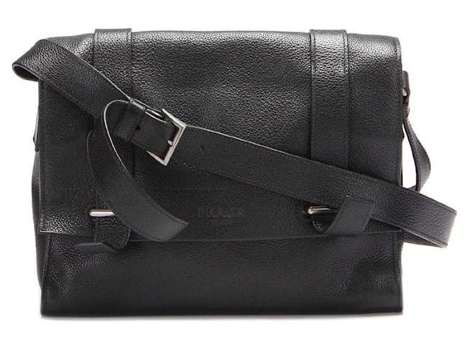 Prada Vitello Daino Messenger Bag Black Leather Pony-style calfskin  ref.606841