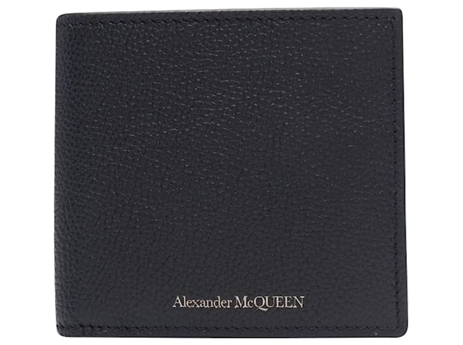 Alexander McQueen Portefeuille pliant en cuir Noir  ref.606882