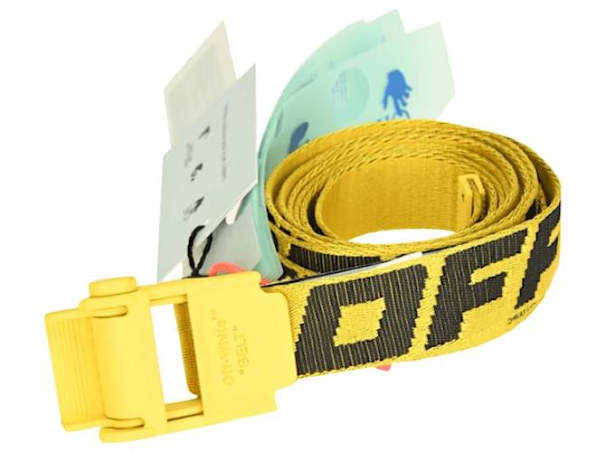 Off White OFF-WHITE - Ceinture jaune à bande logo petite boucle Yellow Polyamide Nylon  ref.606905