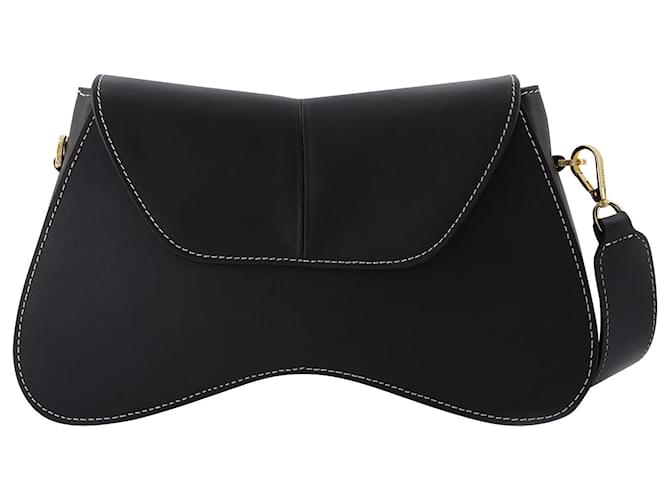 Autre Marque Space Bag in Black Leather with White Stitching  ref.606994