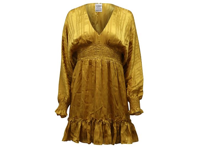 Minivestido Odette de Ulla Johnson en seda dorada Dorado Metálico