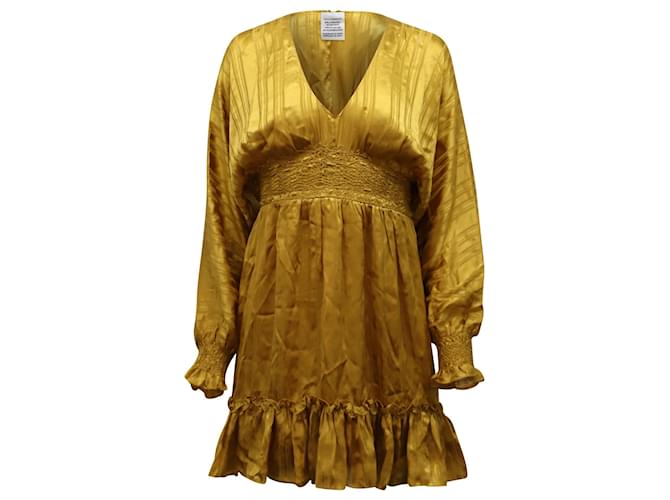 Ulla Johnson Odette Minivestido em seda dourada Dourado  ref.607023