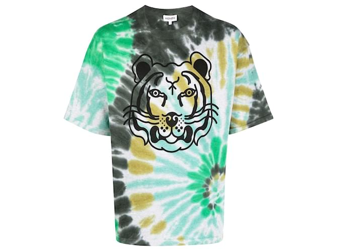 Kenzo - Camiseta de algodón con estampado tie-dye Verde  ref.607099
