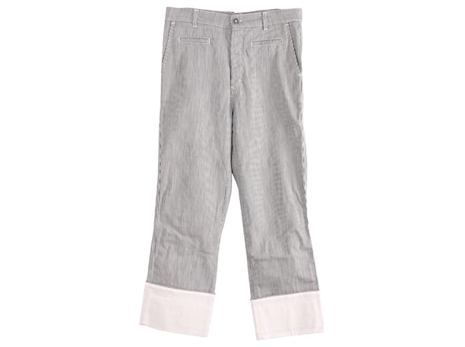 Jeans da pescatore a righe Loewe in lino nero Grigio Cotone  ref.607111