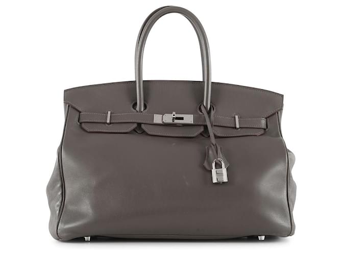 Hermes Grey Swift Leather Palladium Hardware Birkin 35 Bag Hermes