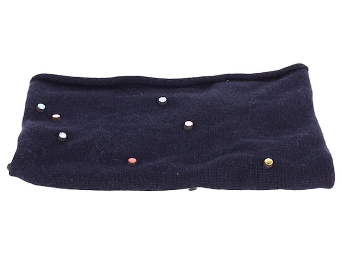 Chanel Embellished Scarf in Blue Cashmere Wool  ref.607336