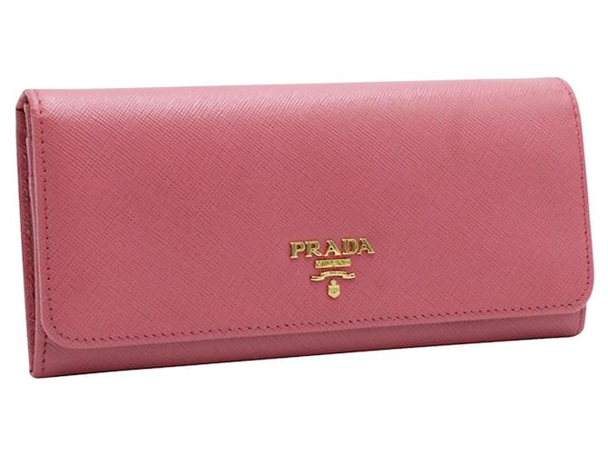 Prada Candy Pink Saffiano Long Wallet Leather  ref.607838