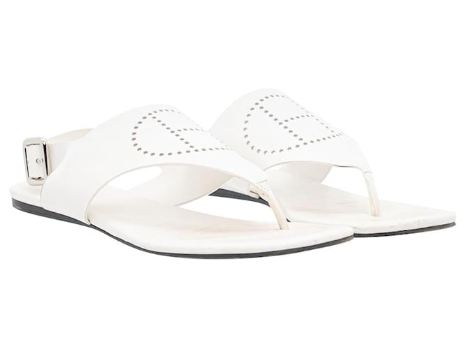 Hermès Sandali piatti slingback Kola in pelle bianca Bianco  ref.607869