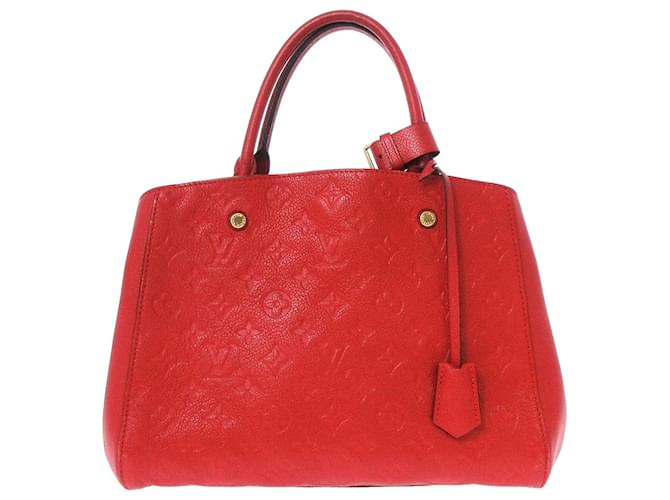 LOUIS VUITTON Montaigne MM Monogram Empreinte Shoulder Bag Red