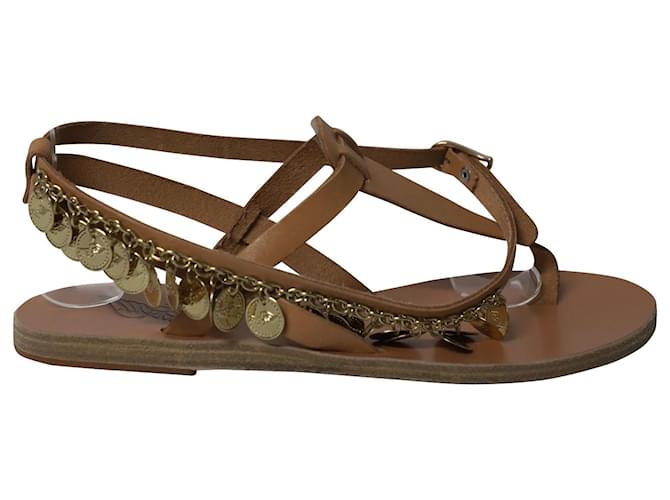 Ancient Greek Sandals Sandalias de gladiador en cuero marrón Castaño  ref.608239