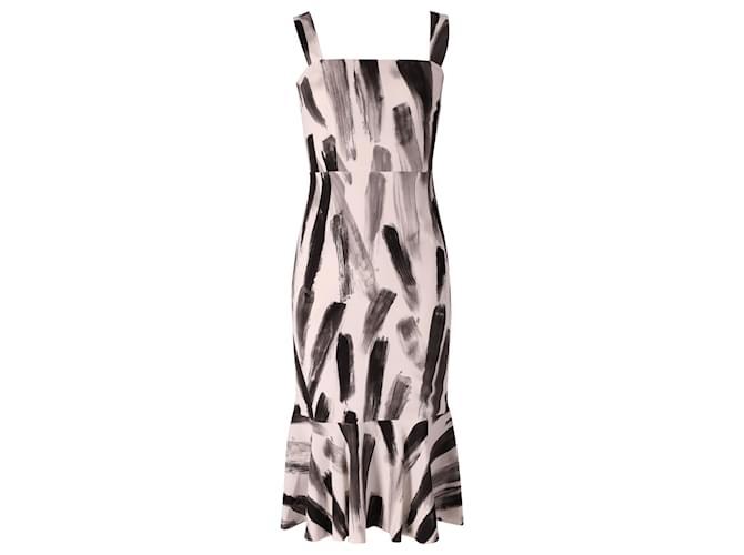 Dolce & Gabbana Sleeveless Fluted Dress in Black Print Viscose Cellulose fibre  ref.608309