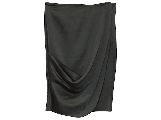 Emporio Armani Draped Pencil Skirt in Black Polyester  ref.608331