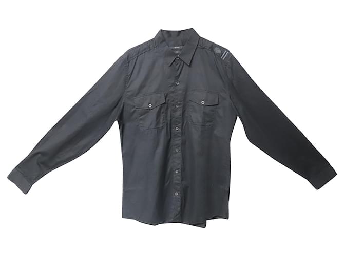 Camicia Gucci Slim Fit manica lunga con bottoni sul davanti in cotone nero  ref.608337