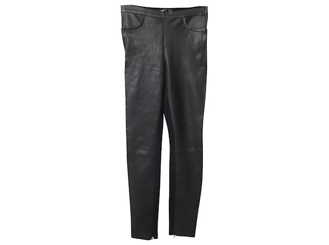 Maje Cropped-Stretch-Jeans aus schwarzem Leder  ref.608358