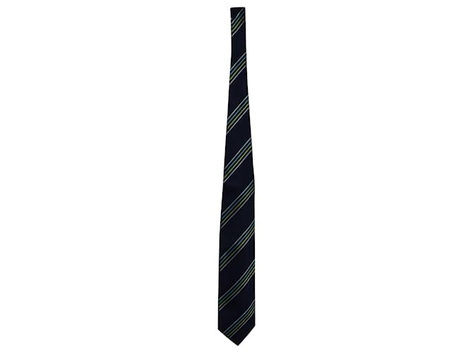 Balmain Cravate à Rayures Texturées en Soie Multicolore  ref.608374