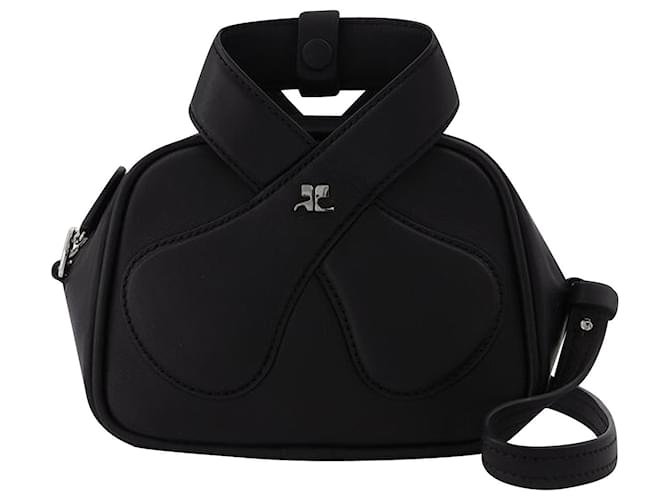 Loop Leather Shoulder Bag in Black - Courreges