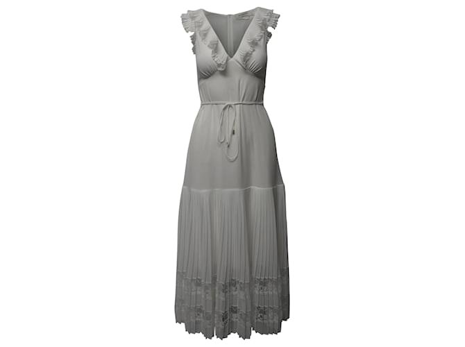 Zimmermann Flutter Lace Dress in Pearl White Silk  ref.608395