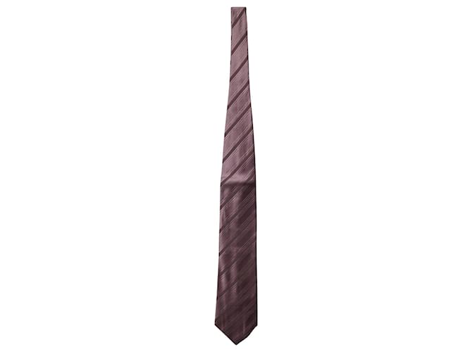 Ermenegildo Zegna Gestreifte Krawatte aus rosa Seide Pink  ref.608404