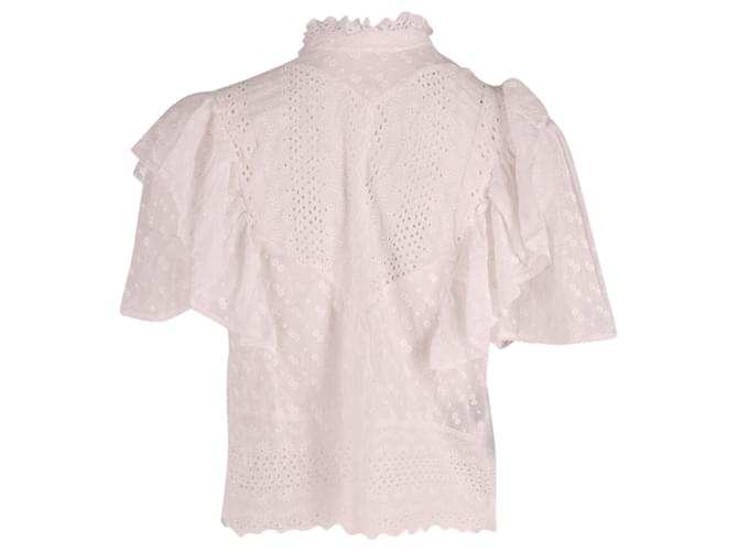 Camicetta Isabel Marant Tizaina Broderie Anglaise in cotone bianco  ref.608423