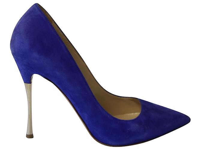 Zapatos de salón con puntera en punta en ante azul de Nicholas Kirkwood Suecia  ref.608443