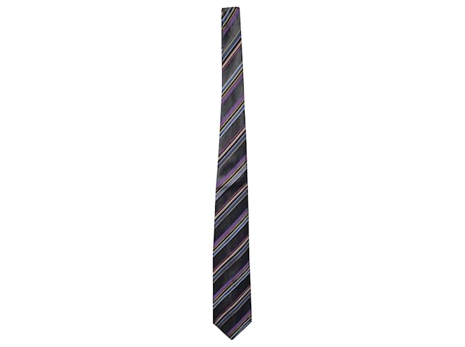 Cravate rayée Versace en soie multicolore  ref.608460