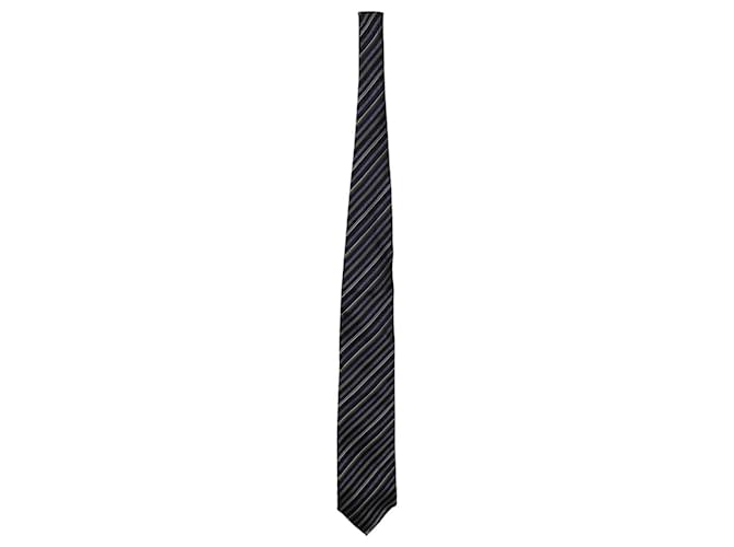 Ermenegildo Zegna Gestreifte Krawatte aus mehrfarbiger Seide Mehrfarben  ref.608463