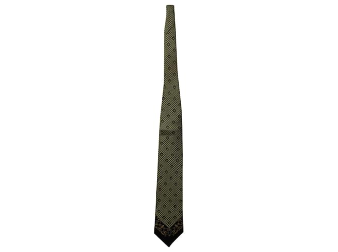 Gianni Versace Printed Tie in Yellow and Black Silk   ref.608478