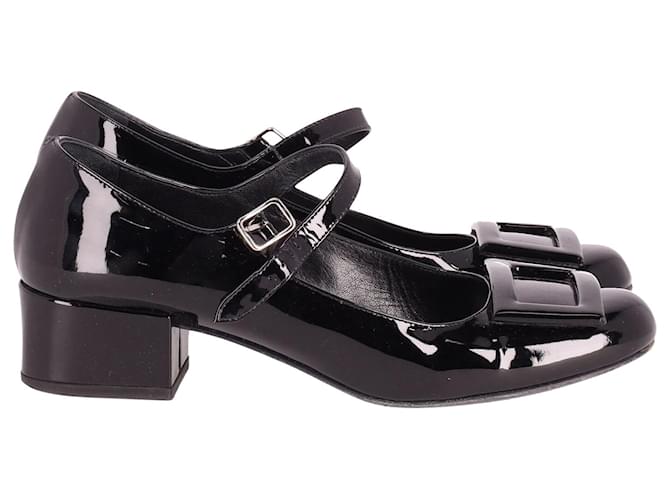 Zapatos de salón con hebilla Mary Jane de Saint Laurent en charol negro Cuero  ref.608510
