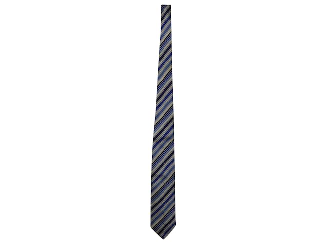 Cravate rayée Versace en soie multicolore  ref.608524