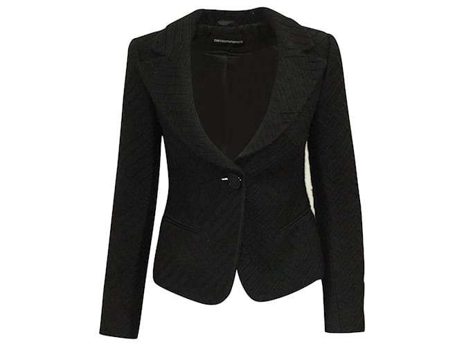 Emporio Armani Single-Breasted Blazer in Black Virgin Wool   ref.608539