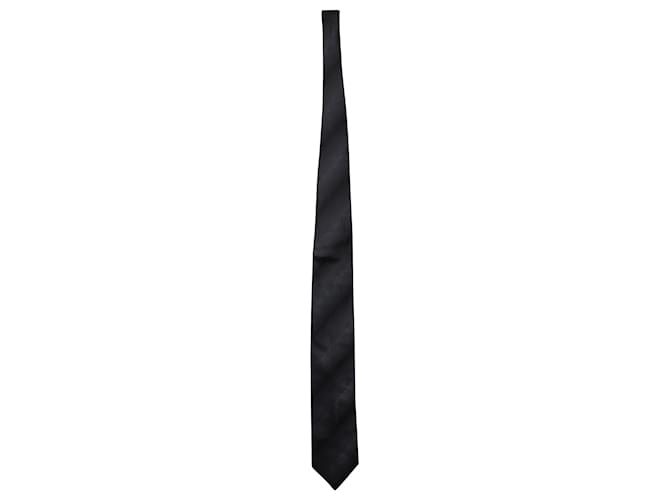 Cravatta a righe testurizzate Lanvin in seta grigia Grigio  ref.608555