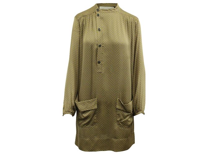 Stella Mc Cartney Stella McCartney Kleid mit Blumenmuster aus brauner Seide