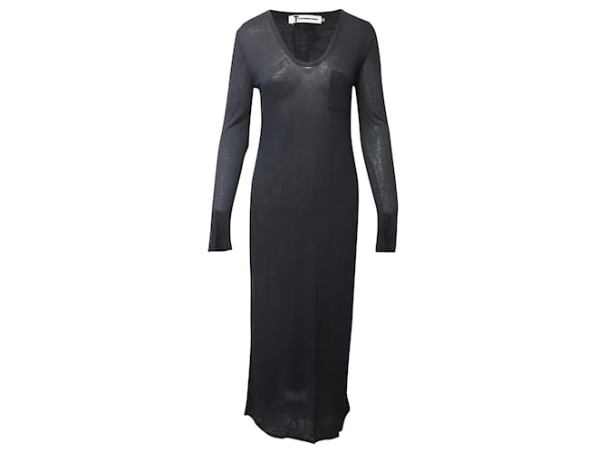 Alexander Wang Long sleeve T-shirt Dress in Black Rayon Cellulose fibre  ref.608576