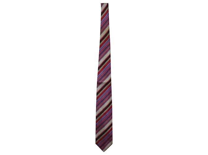 Cravate rayée Versace en soie multicolore  ref.608580