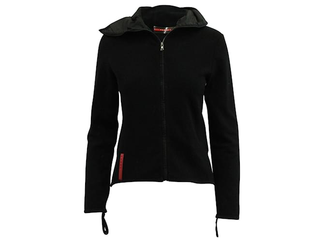 Prada Hooded Jacket in Black Polyester  ref.608613