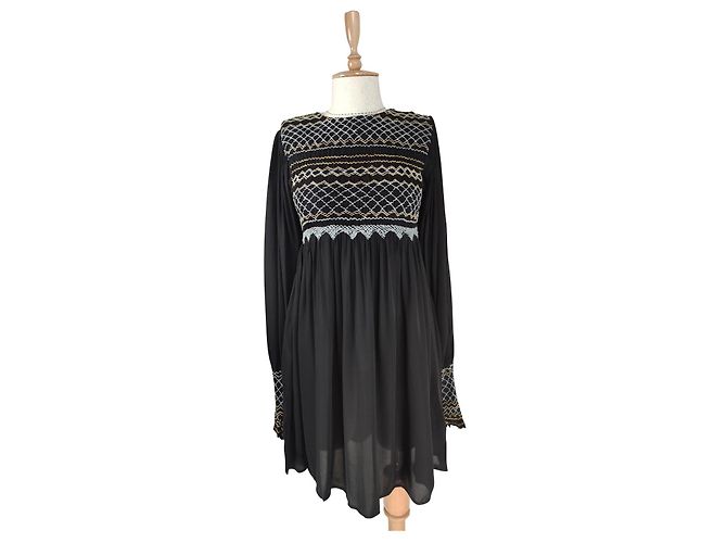 Free People Schwarzes Viscose Kleid Größe S