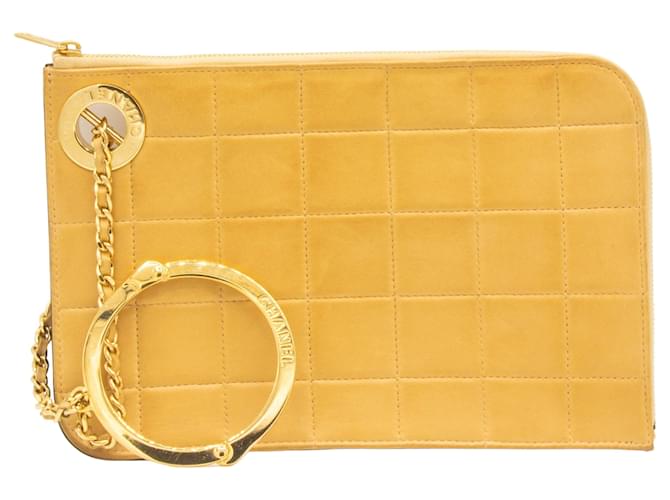 Timeless Chanel Handcuff Pochette Beige Leather Bar Gold  ref.608797
