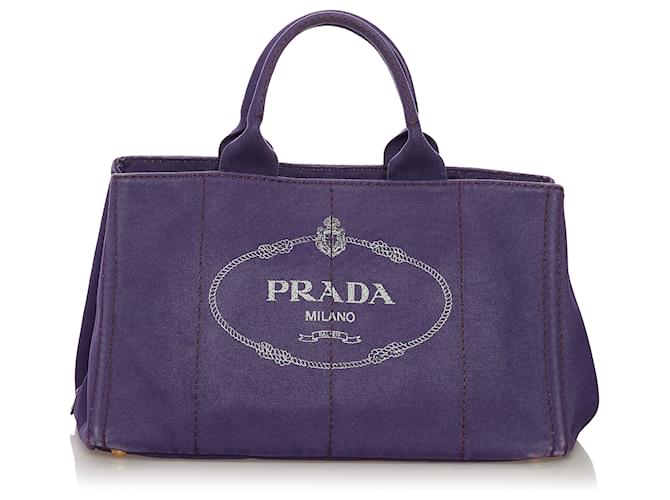 Sac à main en toile à logo violet Prada Canapa Tissu  ref.608912