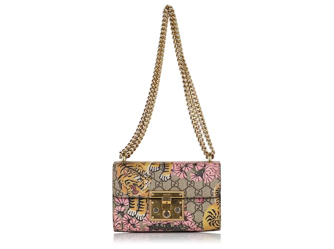 GUCCI SMALL PADLOCK GG SUPREME MONOGRAM TOP HANDLE CROSSBODY BAG  BEIGE-PP200 