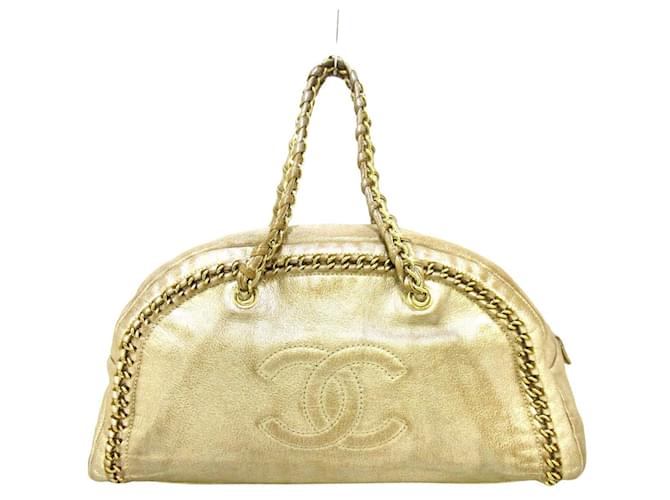 Chanel Bowling Golden Leather  ref.609360