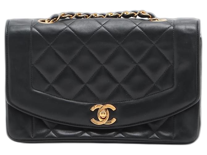 Chanel Vintage small Diana bag black lambskin gold