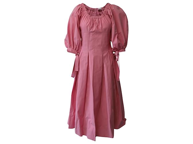 Rejina Pyo Greta Off-The-Shoulder Midi Dress in Pink Cotton  ref.609828
