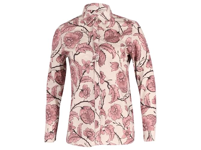 Camicia a fiori Burberry in seta rosa  ref.609853