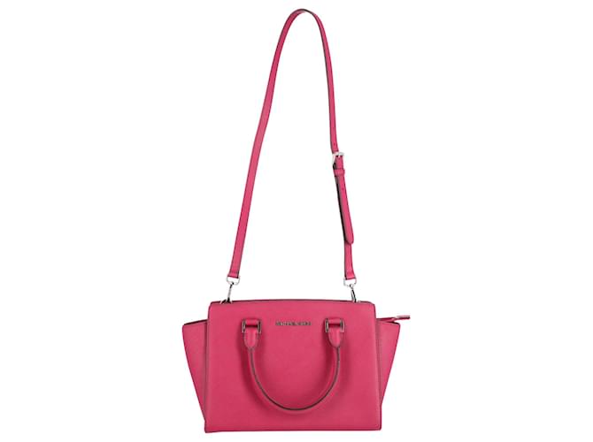 Michael Kors Selma Crossbody Bag in Fuchsia Pink leather  - Joli  Closet