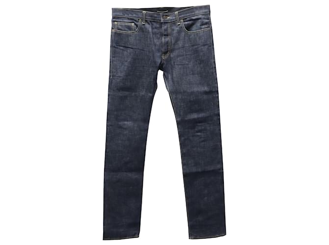 Jeans slim fit Saint Laurent in denim blu scuro Blu navy Cotone  ref.609922