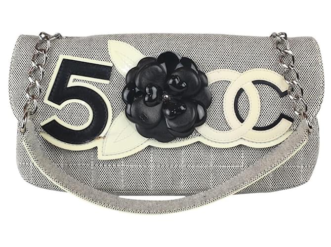 Chanel CC 5 flap bag Grey Leather ref.609948 - Joli Closet